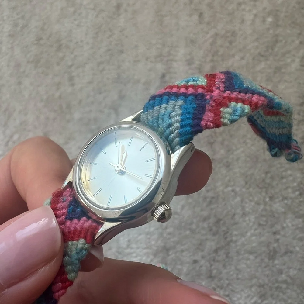 Rainbow Friendship Bracelet Yarn Skinny Watch